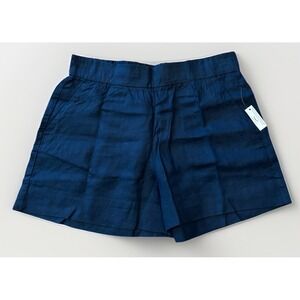 Daily Ritual Womens Size 14 Linen Shorts Navy Blue Elastic waist Pull On NWT